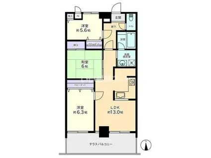 信開クレベール富山(3LDK/12階)の間取り写真