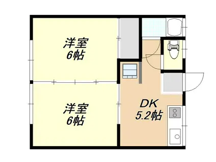 乙多見コーポ(2DK/1階)の間取り写真
