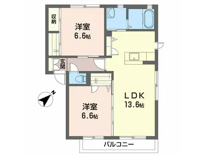 グランマスト春日(2LDK/2階)の間取り写真