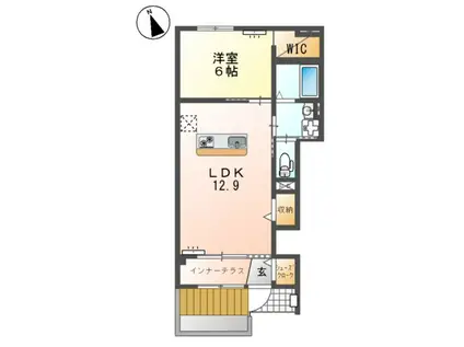 一宮町アパート(1LDK/1階)の間取り写真