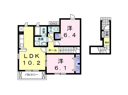 ルミエール魚住(2LDK/2階)の間取り写真
