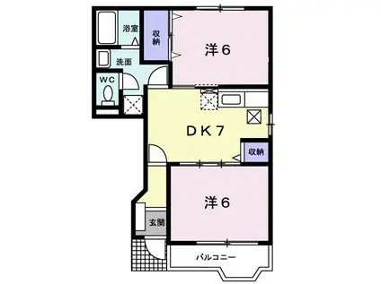 エトワールVI(2DK/1階)の間取り写真