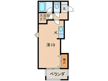 ハイツフジタII(ワンルーム/2階)の間取り写真