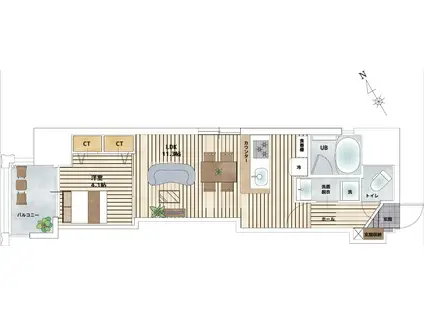 BAUHAUS 平野町 NO.29(1LDK/9階)の間取り写真
