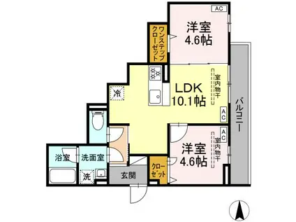 CHARM高倉(2LDK/3階)の間取り写真