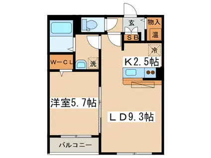 ロジュマン黒金(1LDK/1階)の間取り写真