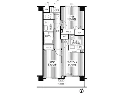 パルクヴェール(2DK/3階)の間取り写真