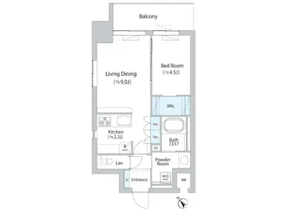 ボヌール小石川(1LDK/4階)の間取り写真