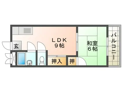 舞子台富士ハイツ(1LDK/6階)の間取り写真