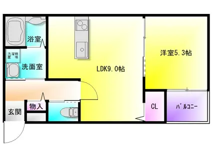 クレスト高安南(1LDK/3階)の間取り写真