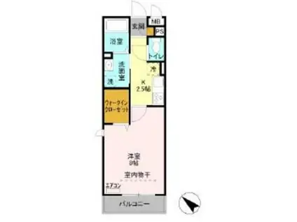 イルソーレ吉川美南 ブル(1K/2階)の間取り写真