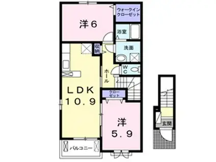 ブライト安芸(2LDK/2階)の間取り写真