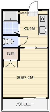 ＪＲ山陽本線 幡生駅 徒歩26分 2階建 築39年(1K/2階)の間取り写真