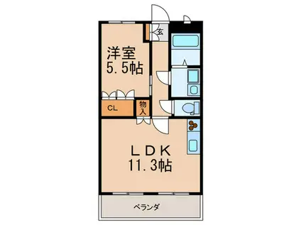 グレイス・ビィラII(1LDK/2階)の間取り写真
