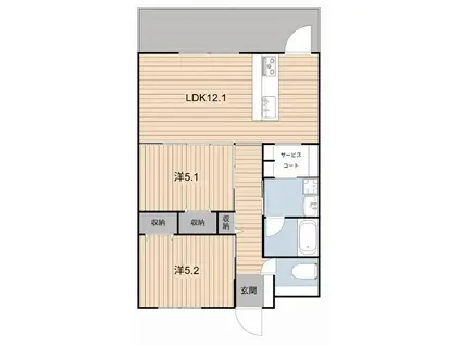 沖縄県うるま市 4階建 新築(2LDK/2階)の間取り写真