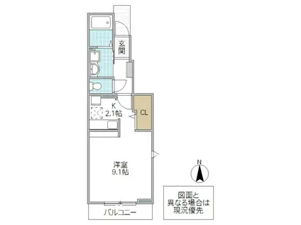 ニューストーンS(ワンルーム/1階)の間取り写真