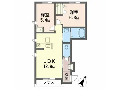 シャーメゾン小泉 B棟(2LDK/1階)の間取り写真
