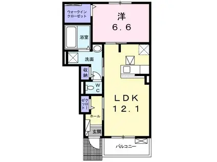 サンライト桜III(1LDK/1階)の間取り写真