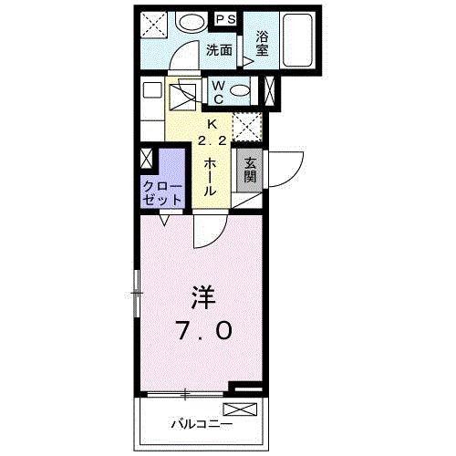 リオン B(1K/1階)の間取り写真