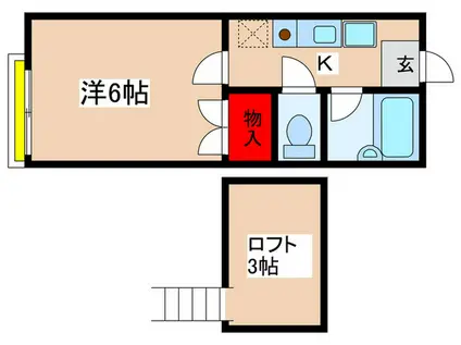 サンハイツ栗平(1K/3階)の間取り写真
