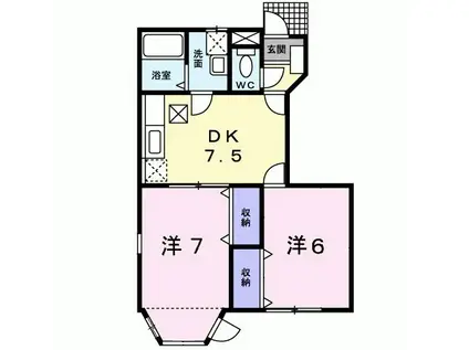 ラフィネ(2DK/1階)の間取り写真