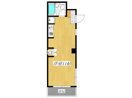 ライトビル(ワンルーム/2階)の間取り写真