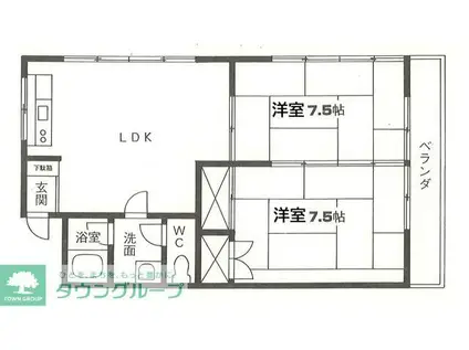 メゾンドカンパニュ(2LDK/2階)の間取り写真