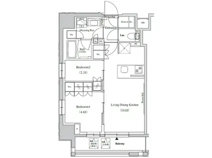 ザ・パークハビオ蕨(2LDK/8階)の間取り写真