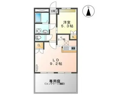 ファインコート北野1(1LDK/1階)の間取り写真