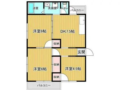 メゾン早稲田 S(2DK/2階)の間取り写真