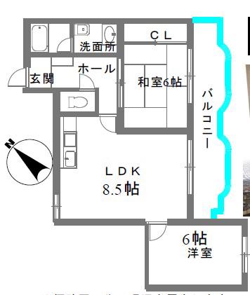 ベルフォーレ永楽荘(2LDK/3階)の間取り写真