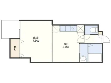 フォート宮ノ下(1DK/7階)の間取り写真