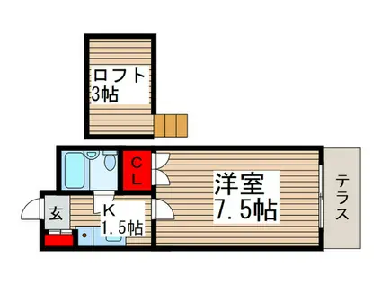ビューパレス秋津(1K/1階)の間取り写真
