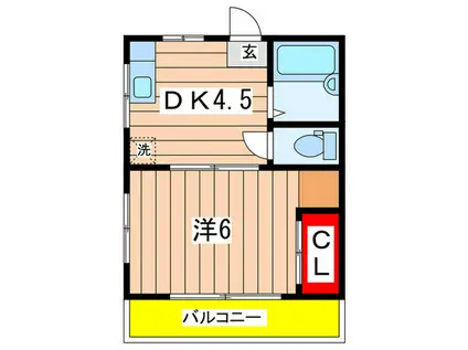 小泉ハイム(1DK/2階)の間取り写真