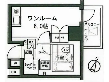 リビオレゾン小石川(ワンルーム/4階)の間取り写真