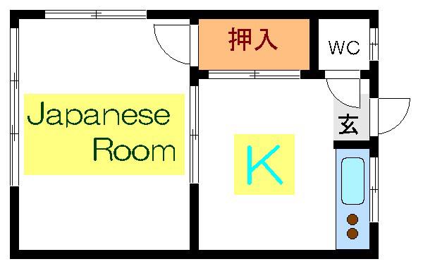 茜荘(1K/2階)の間取り写真