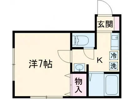キュービック24 C棟(1K/1階)の間取り写真