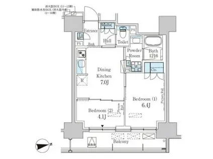パークアクシス蔵前・春日通(2DK/7階)の間取り写真