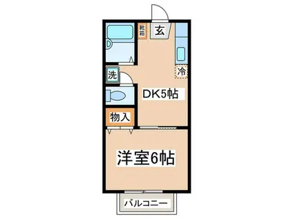 サンライズヒル2(1DK/1階)の間取り写真