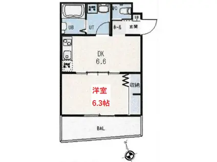ACERO(1DK/1階)の間取り写真