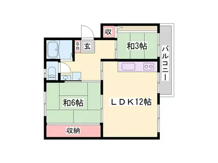東加古川ファミリーマンション105号棟(2LDK/3階)の間取り写真