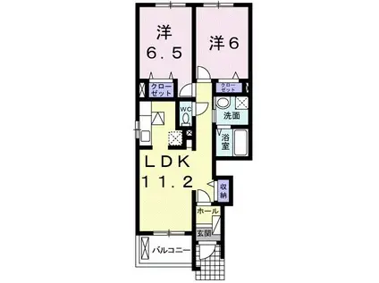 レジデンスサンヒルズII(2LDK/1階)の間取り写真