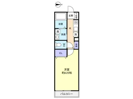 グランディール(1K/2階)の間取り写真