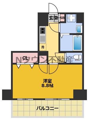 ディアレイシャス東別院IV(1K/10階)の間取り写真