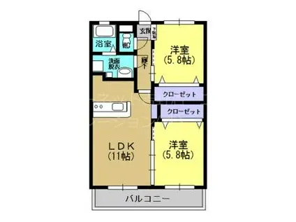 アネシスL(2LDK/3階)の間取り写真