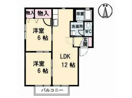 ラ・パーチェナガオカA(2LDK/2階)の間取り写真