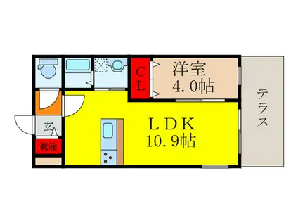 メイプルコート旭丘C館(1LDK/1階)の間取り写真