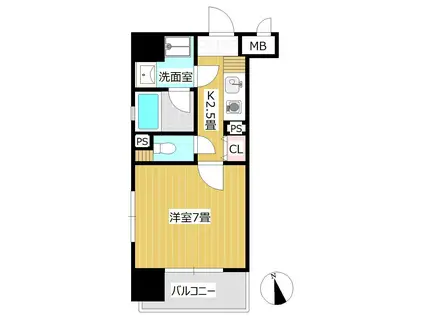 ロマネスク通町第二 604号(1K/6階)の間取り写真