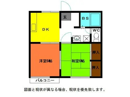 グリーンヒル江東(2DK/1階)の間取り写真