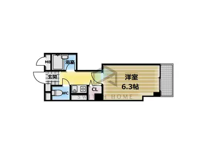 ビラ菱屋西(1K/2階)の間取り写真